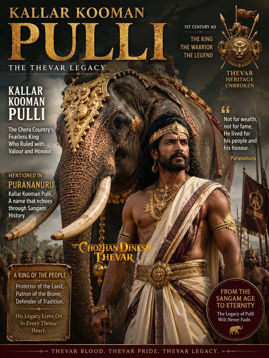 ThevarTrends's tweet photo. The Thevar Legacy.
King Kalvar Koman Pulli.1st century AD.
A king Named Pulli was Mentioned as Kallar Kooman Pulli in Purananuru.
#Thevar #Kallar #Hindu #India #kshatriya https://t.co/8QxICUv0BX