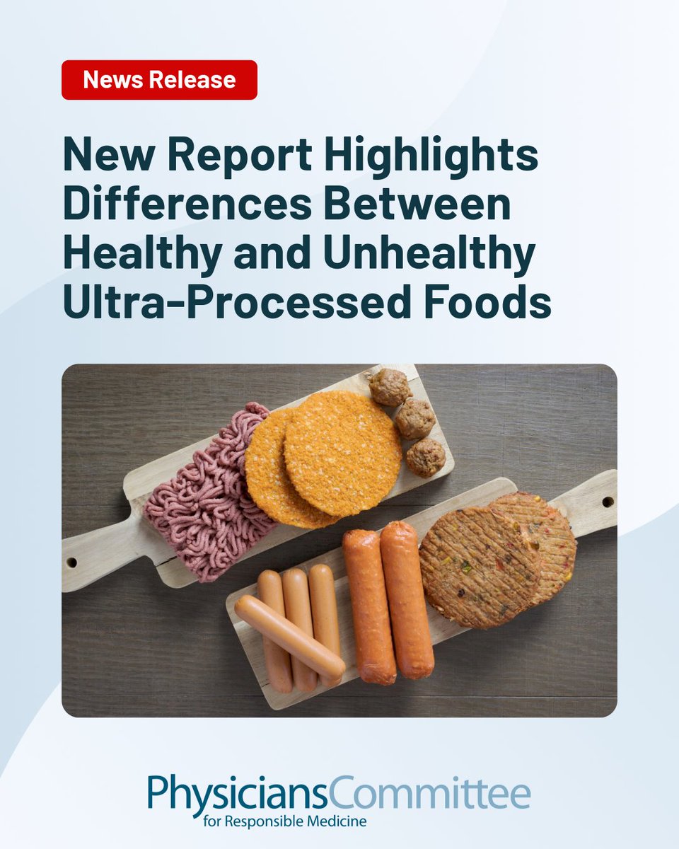 PCRM's tweet photo. The conversation around ultra-processed foods is getting more nuanced. A new report finds that plant-based options like bread, cereal, and meat alternatives support good health, while processed meats and sugary drinks carry consistent risks. The Physicians Committee is calling for food policy that reflects the science.

https://t.co/hHfTCYk9W2