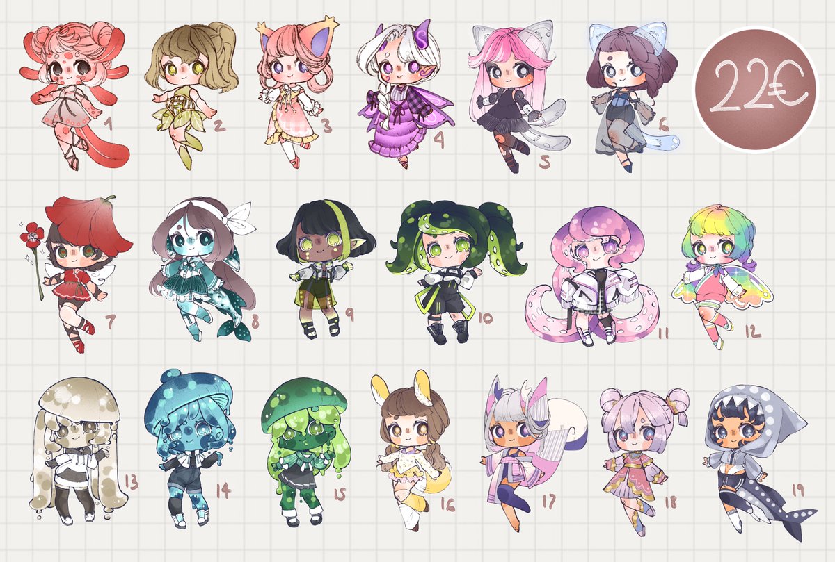 Lisicae_'s tweet photo. Heyo ! I have TONS of unsold adopts that are still in needs of a loving home so I grouped them (more below) ~ https://t.co/X1liudGSbY