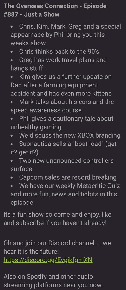 gamergirl27's tweet photo. We have a new episode up!

Topics include: Kittens, Chris revisits The 90's,Mark goes to class,Greg looks forward to hanging bookcases...and helmets,Phil gives us a cautionary gaming tale,and more!

The Overseas Connection - Episode #887 - Just a Show  https://t.co/w8kl4xtFDh https://t.co/DyYPS1Q4hL