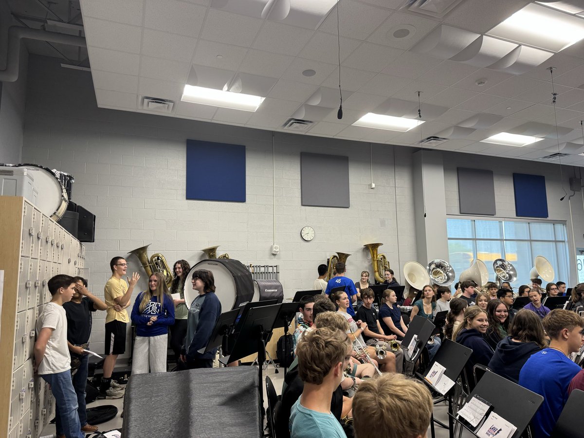 LakeBands's tweet photo. Today, our marching band squad leaders joined their incoming freshman to play and talk about the exciting season to come! 🎶 Mr. Yeagley joined us for a special message about the impact the Lake Marching Band has on our community! Looking forward to a great marching season! https://t.co/ZRWwFHSTlk