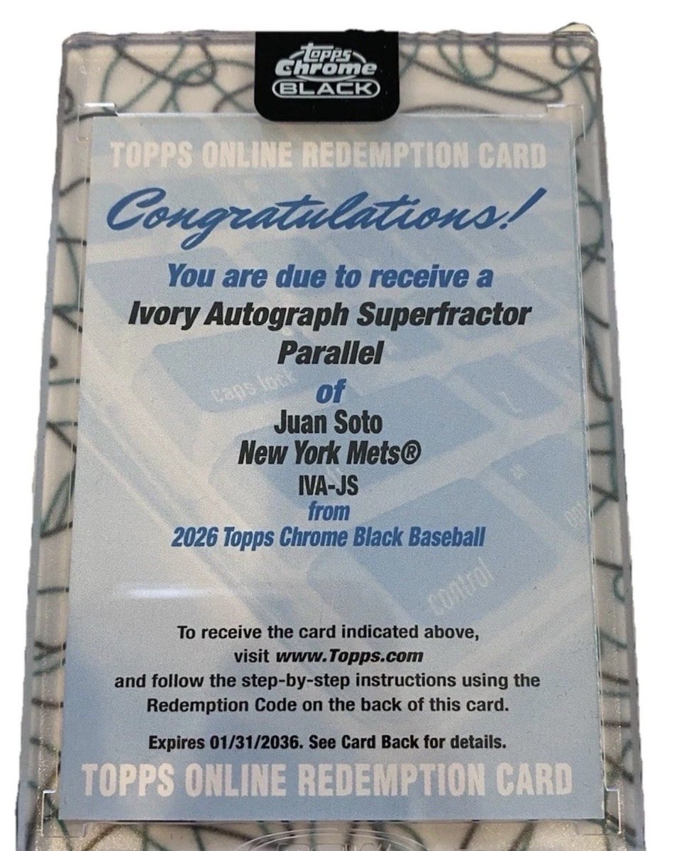 BaseballBanger's tweet photo. Some Juan Soto Superfractors for the PC...

Stars in the Night Cosmic 1/1 PSA 9
2025 Transcendent 1/1 Auto
2025 TC Black 1/1 Auto https://t.co/Mlnv8W8Zkt