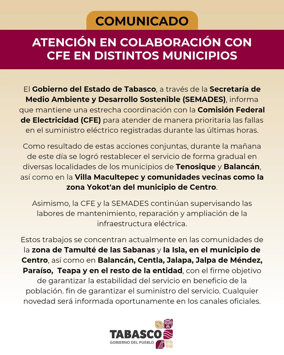 GOBIERNO DE TABASCO tweet media