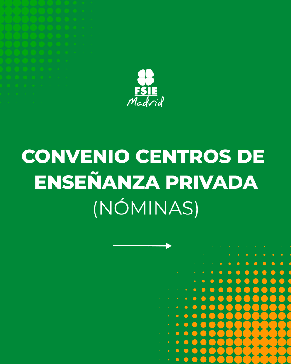 fsiemadrid's tweet photo. 📋 ¿SABES LO QUE TE CORRESPONDE COBRAR EN TU COLEGIO PRIVADO?

El XII Convenio Colectivo 2025 ya está en vigor y puede que tu nómina no refleje lo que te corresponde.

💰 Salario base, complementos, pagas extras... te lo explicamos todo.

#FsieMadrid #Somosfsie https://t.co/ZTbmOk3nto