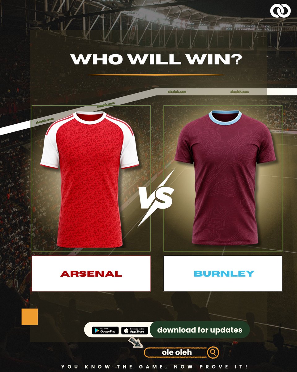 olemarkets's tweet photo. Tonight’s the night 👀
Will Arsenal handle business or can Burnley pull off a surprise? 🔥

Make your FREE prediction on Ole Oleh and stand a chance to win 🏆⚽ https://t.co/t0FzVgwzIb