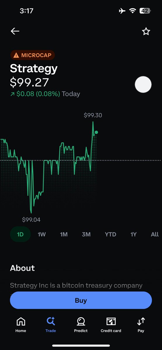 DeFiJackpot's tweet photo. Looks like @coinbase added STRC to its stock trading. 

It’s classified as a microcap stock. Does anyone know what that means / if this is the legit STRC preferred share? https://t.co/0asqgLVRYX