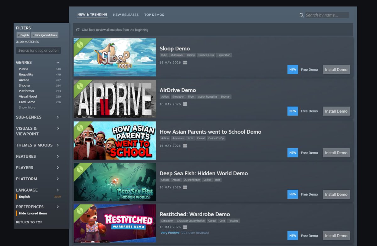 Andy_Yeet_'s tweet photo. Top 3 in New &amp; Trending Demo!!

Lets gooo!!  

Thank you so much for showing so much love to Demo of  my indie game 'How Asian Parents went to School'

#trendinggame #steamgame #indiegame #gamedev #gamer #coopgame https://t.co/XcFSNydJ4R