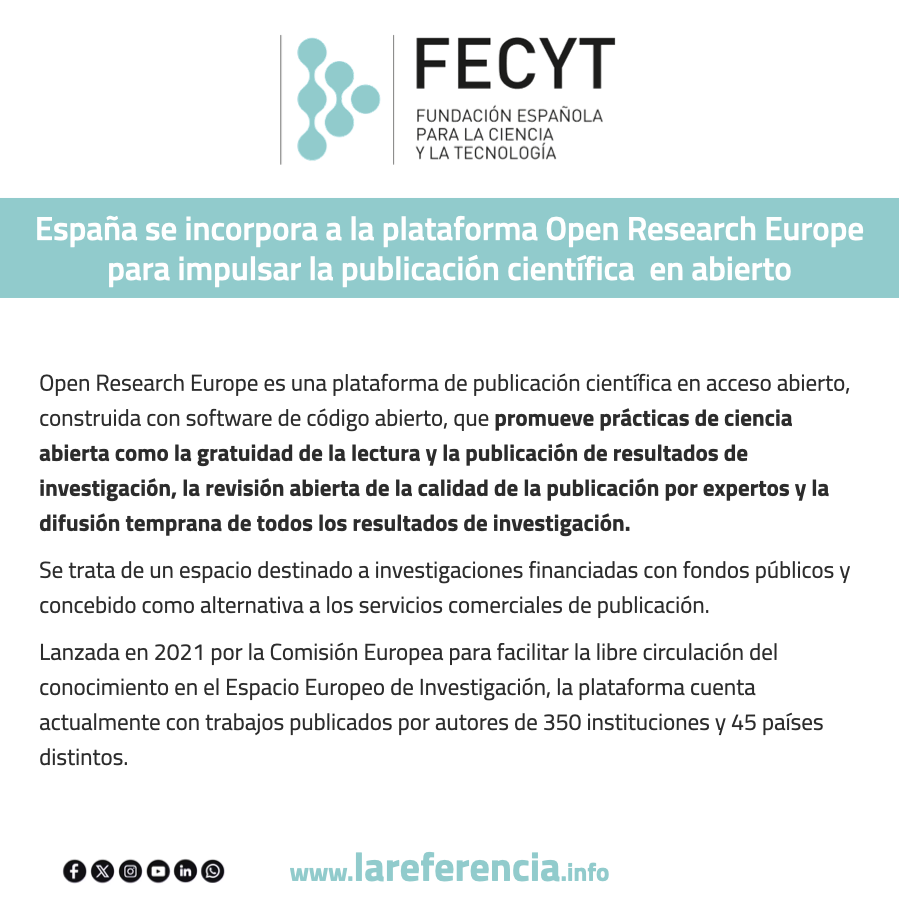 LAReferenciaAA's tweet photo. Nuestro nodo España se suma a Open Research Europe, reforzando un modelo de publicación científica en acceso abierto, público y no comercial. 

🔗 Obtenga más información en el siguiente enlace: https://t.co/zj4MbsVZCP https://t.co/Nr0vr2TDOC