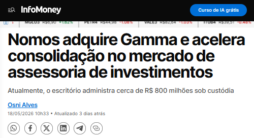 betosaadia's tweet photo. Nos últimos anos, a Nomos integrou operações envolvendo R5, ETR e MyCAP, todas voltadas ao fortalecimento da profissão mais importante do mercado financeiro, que é orientar o dinheiro das pessoas.

Hoje, anunciamos mais essa aquisição. Obrigado por nos escolherem. Serão 20 colaboradores para fazer mais barulho nos eventos com a gente!