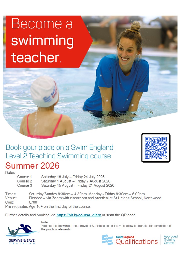 surviveandsave's tweet photo. Train to be a swimming teacher this summer with the NEW SEQ L2 in Teaching Swimming. 3 opportunities to complete training at @StHelensSchool

Entry age 16+, no level 1 required

Full details &amp; bookings https://t.co/mnvL7FipD8

#SEQualifications #TeachingSwimming #Northwood https://t.co/qvShzavcRz