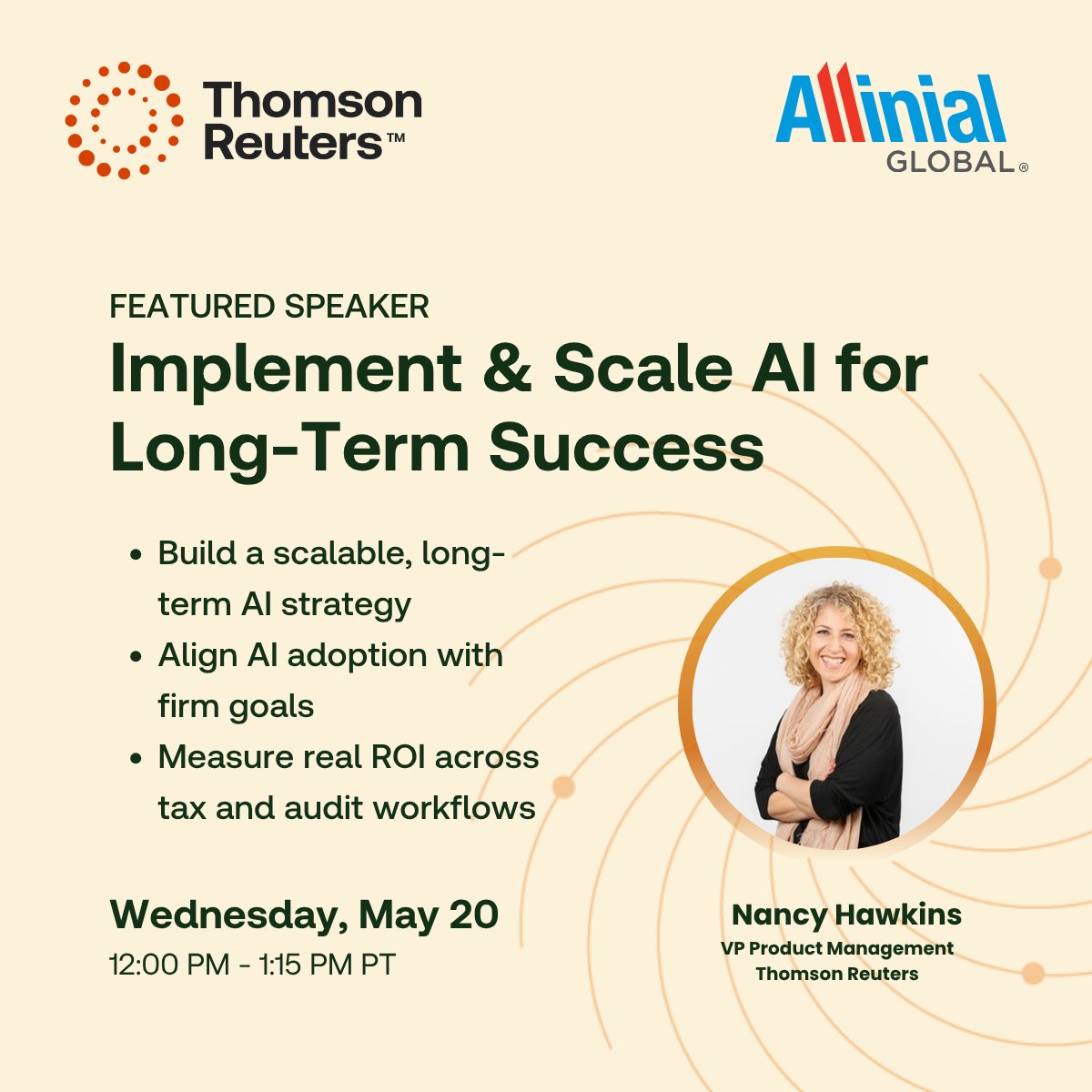 CConfirmation's tweet photo. Is your firm ready to move beyond AI curiosity? Join @NancyHawkins at Allinial Global Exec Conference May 20, noon PT! #AI #Tax #Accounting https://t.co/PrVPYWYDHs