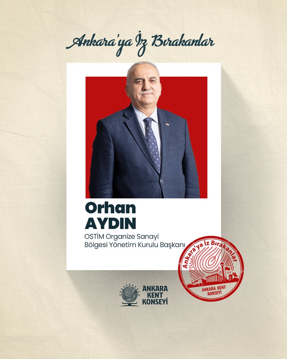 ank_kentkonseyi's tweet photo. 📌Ankara’ya İz Bırakanlar; Orhan AYDIN

“Ankara’nın üretim gücünü kurumsallaştıran vizyoner bir sanayi lideri…”

Halen Ostim Organize Sanayi Bölgesi Yönetim Kurulu Başkanı olarak görev yapan Orhan Aydın’a, Ankara’ya ve Türkiye’ye kazandırdığı değerli katkılar için teşekkür ediyor, ortaya koyduğu liderlik, vizyon ve hizmet anlayışının artarak devam etmesini temenni ediyoruz.

🔗Yazının tamamını okumak için yana kaydırabilir ya da Ankara Kent Konseyi’nin web sayfasını ziyaret edebilirsiniz.

#Ankara #AnkarayaİzBırakanlar #OrhanAydın #AnkaraKentKonseyi @mansuryavas06 @ostimosb