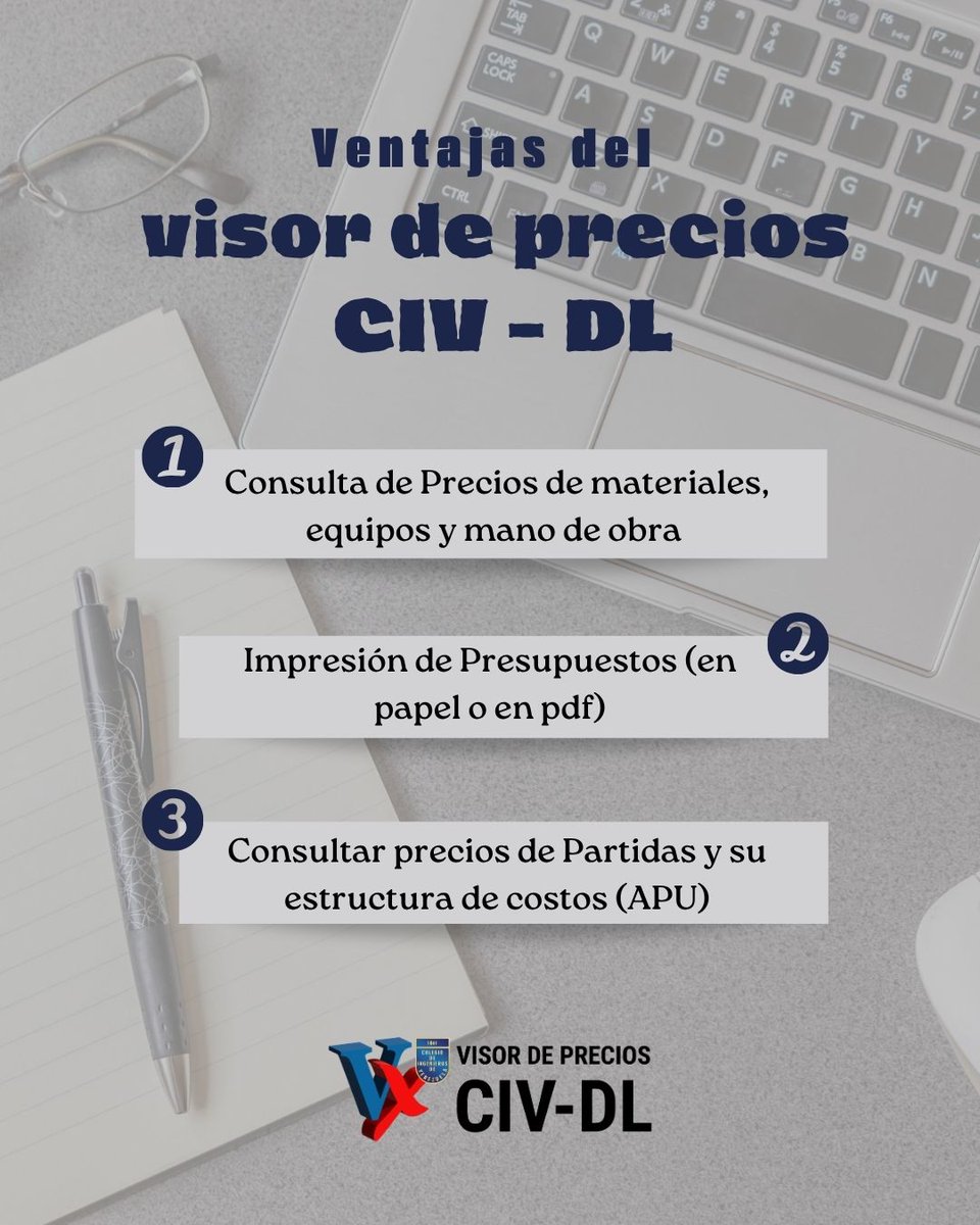 CIV_Costos's tweet photo. En el sector de la construcción, la precisión no es un lujo, es una necesidad. El Visor de Precios CIV-DL no es solo un software; es la herramienta oficial del Colegio de Ingenieros de Venezuela.
#IngenieríaCivil #VisorCIVDL #Presupuestos #ConstrucciónVenezuela #Ingenieros https://t.co/hZ8YDvE4Iy