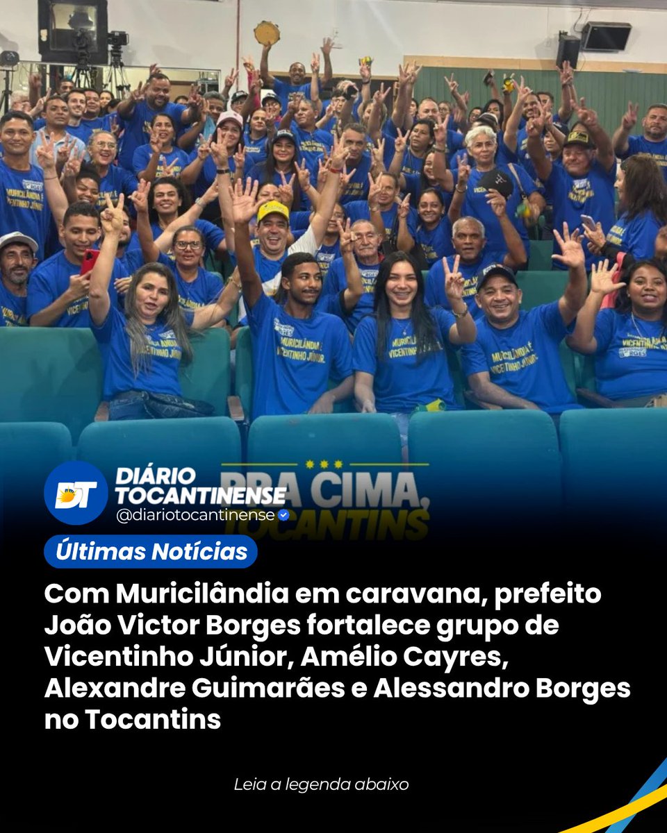 Dtocantinense2's tweet photo. A cidade de Muricilândia marcou presença no lançamento da pré-campanha de Vicentinho Júnior, Amélio Cayres, Alexandre Guimarães e Alessandro Borges com uma caravana liderada pelo prefeito João Victor Borges. A mobilização reuniu apoiadores e jovens, demonstrando organização, engajamento e alinhamento político do município no cenário estadual.

📲Leia a matéria completa no site https://t.co/XBI6Hi1ONf