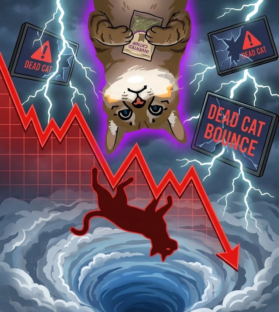 Upsidedowncat96's tweet photo. Wall Street: "Beware the final leg of the dead cat bounce."

$USDCAT: "Hold my inverted catnip."

You think a little market chop scares us? We’ve been living with the sky as a bottomless pit under our feet. We eat fear for breakfast. 🐈‍⬛🆙 https://t.co/9dMirCCcwk