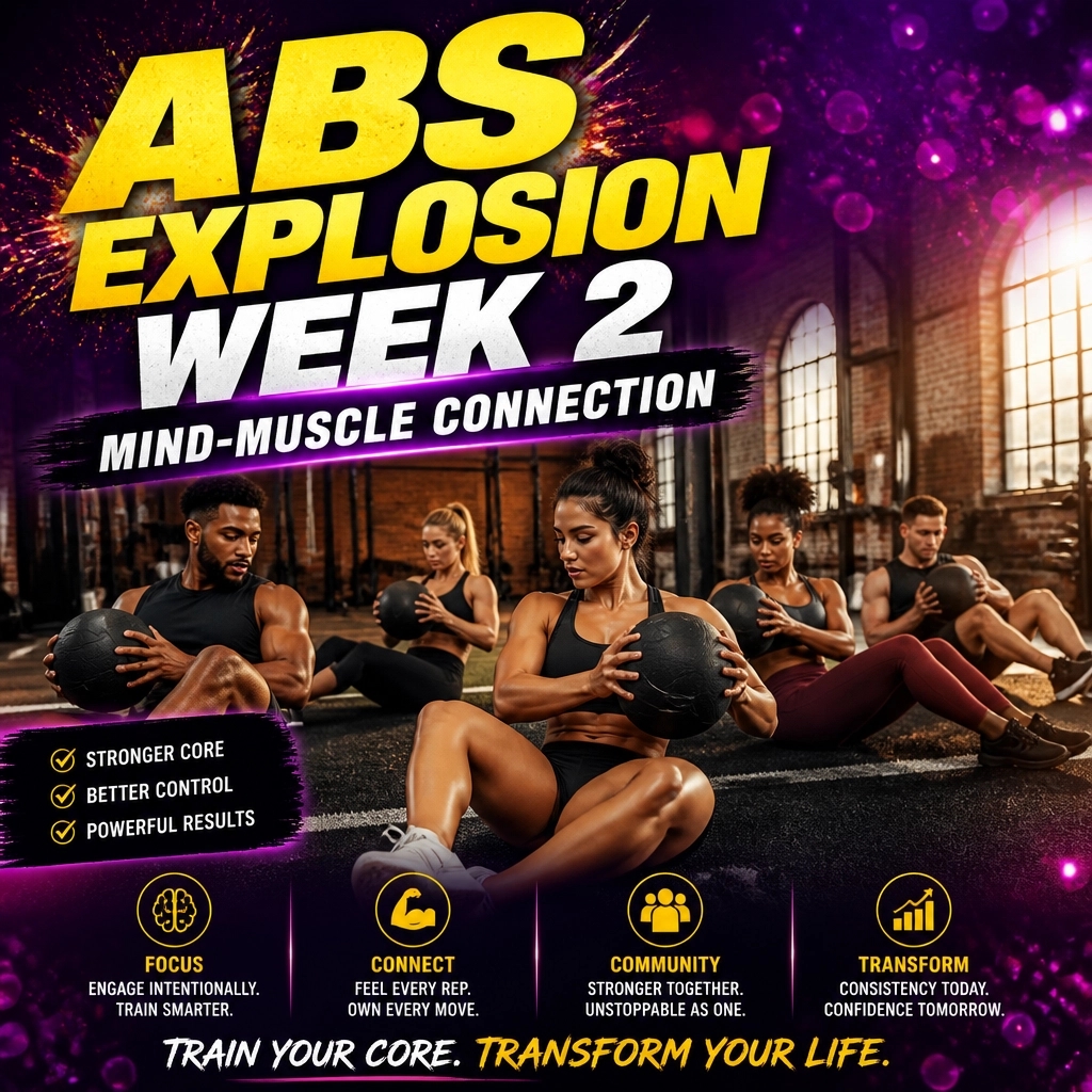 FitsquadStudios's tweet photo. It’s not just about the reps; it’s about the connection. 🧠💪 In Week 2 of Abs Explosion, we’re focusing on slow, controlled movements to really engage that core. Feel the burn, love the progress! #FitSquad #AbsExplosion #MindMuscle #CoreWork https://t.co/LlUgXh4pXd