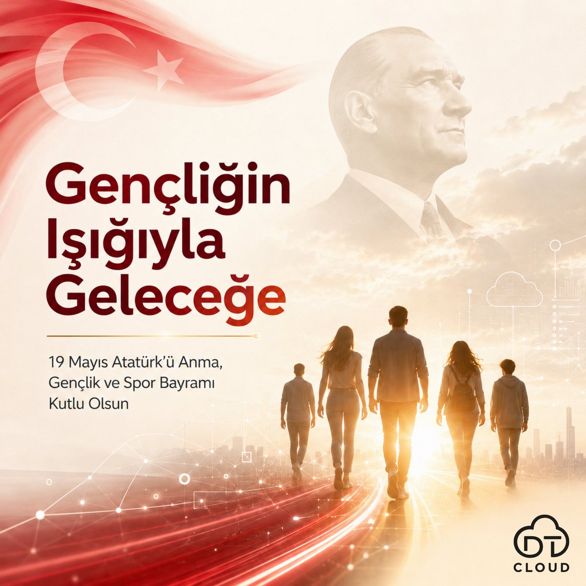 DTCloudnow's tweet photo. DT Cloud olarak, Türkiye’nin dijital geleceğine güç katacak yerli, güvenli ve ölçeklenebilir bulut altyapısı için çalışıyor; Atatürk’ün gösterdiği çağdaş uygarlık yolunda yükselecek yarınlara inanıyoruz.

🇹🇷 19 Mayıs Atatürk’ü Anma, Gençlik ve Spor Bayramı kutlu olsun. https://t.co/wC1tvVzaq2