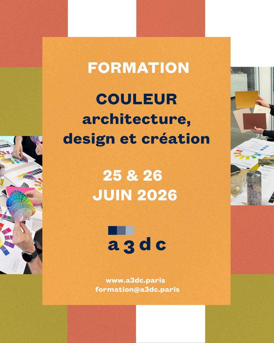 a3dc_'s tweet photo. La couleur s’apprend aussi. 🎨

Les 25 &amp; 26 juin, Adrien Maschino animera chez @a3dc_ une formation dédiée aux fondamentaux de la couleur appliquée à l’architecture et au design.

📍 Paris
👉 https://t.co/iEXJmCcN2x

#architecture #design #couleur #formation https://t.co/YtfKTxYlYi