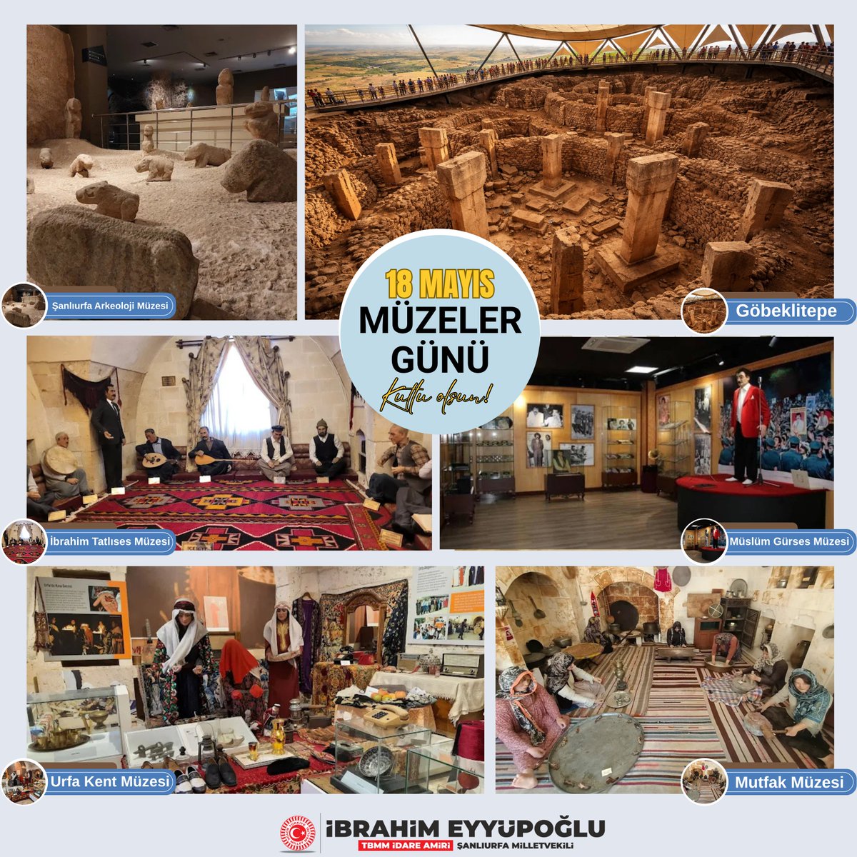 ibrahimeyyupogl's tweet photo. İnsanlık tarihinin sıfır noktası Şanlıurfa’mız; Göbeklitepe’den Karahantepe’ye uzanan eşsiz mirası, açık hava müzeleri ve dünyanın en zengin neolitik koleksiyonlarıyla geçmişe ışık tutmaya devam ediyor.

“Büyük dönüşümün coğrafyası” olarak adlandırılan bu kadim topraklar; insanlığın yerleşik yaşama geçtiği, üretimin başladığı ve medeniyetin temellerinin atıldığı neolitik çağın en önemli izlerini bugün de yaşatmaktadır.

Büyüleyici tarihi atmosferi ve kültürel zenginlikleriyle Şanlıurfa, yalnızca Türkiye’nin değil dünyanın en önemli kültür hazinelerinden biri.

Bu eşsiz mirası yakından görmek için herkesi Şanlıurfa’ya davet ediyorum.

18 Mayıs Müzeler Günü’nü kutlu olsun.

@RTErdogan @TCKulturTurizm