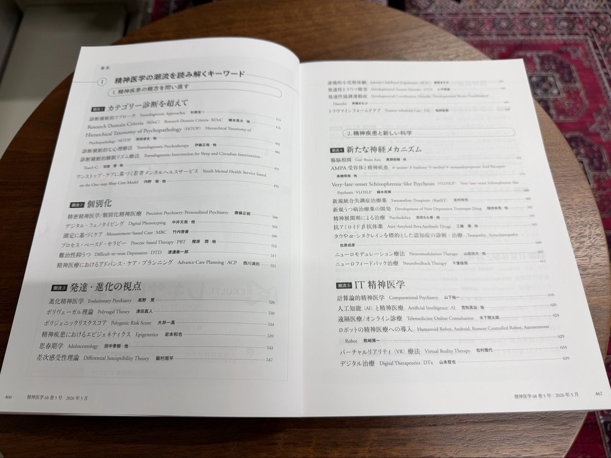 Tokyo6Heart's tweet photo. 『精神医学』2026年5月号（増大号）
→発達・進化に関する潮流ということで、私は「差次感受性理論」について寄稿しました。目次を見ましたが他のトピックも大変興味深いです。 https://t.co/voF5jdu6QK