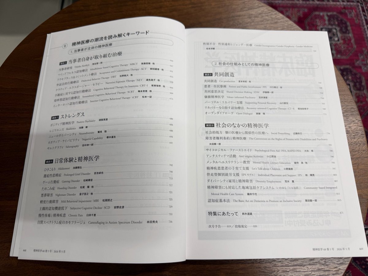 Tokyo6Heart's tweet photo. 『精神医学』2026年5月号（増大号）
→発達・進化に関する潮流ということで、私は「差次感受性理論」について寄稿しました。目次を見ましたが他のトピックも大変興味深いです。 https://t.co/voF5jdu6QK