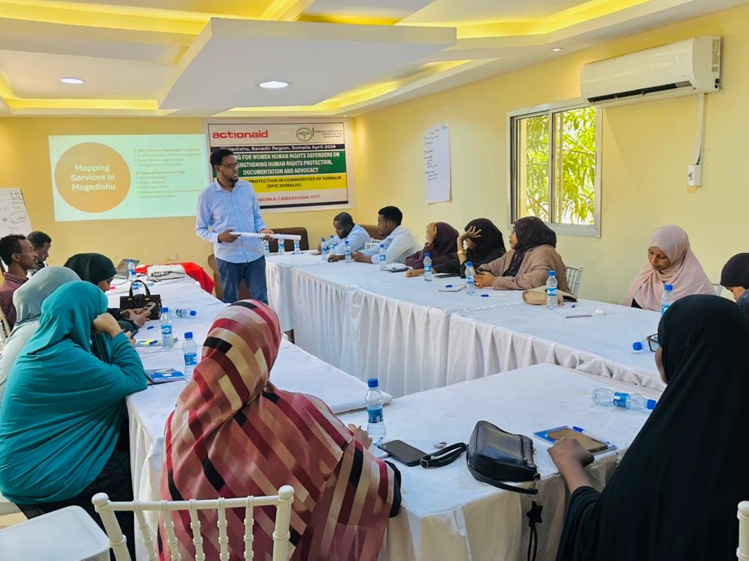 NAPADNGO's tweet photo. Strengthening the capacity of women human rights defenders is essential for advancing community protection, social cohesion, and inclusive civic engagement in fragile contexts. With support from @ActionAid_SS, NAPAD conducted a capacity strengthening workshop for Women Human Rights Defenders (WHRDs) in Mogadishu as part of ongoing efforts to expand protection and strengthen human rights advocacy across communities in Somalia. Through peer learning and capacity strengthening, women human rights defenders are now better positioned to document protection risks, support affected individuals through appropriate referral pathways, and advocate for stronger community-level responses to human rights concerns.