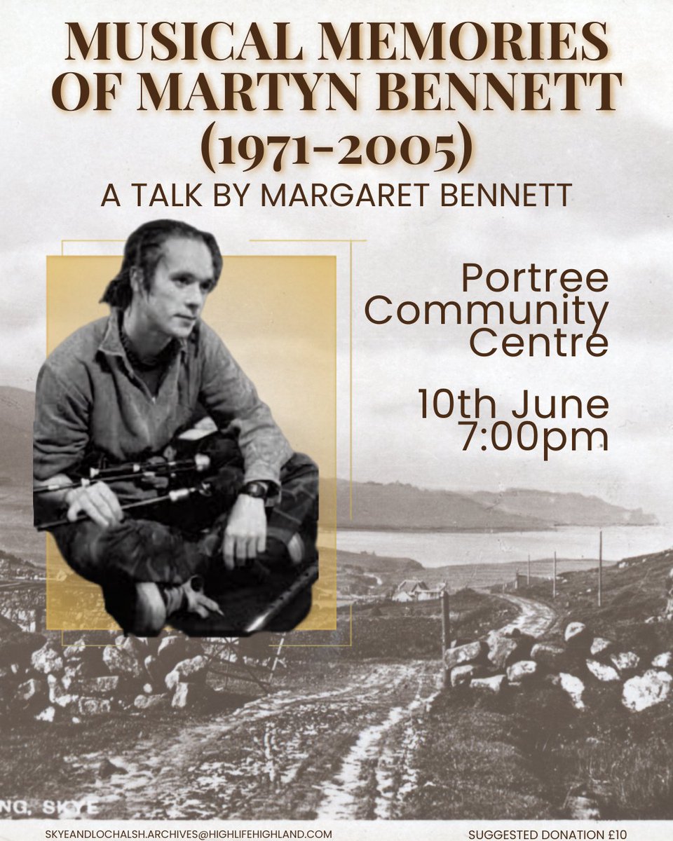 HLHArchives's tweet photo. 🎶Musical Memories of Martyn Bennett (1971–2005) Hosted by Skye &amp; Lochalsh Archive Centre
Join Margaret Bennett for a special Skye Week talk celebrating Martyn’s life, music &amp; legacy.
📍 Portree Community Centre
🗓️ 10 June, 7pm
Book: https://t.co/YbdxObcL7S https://t.co/pPb9TcYurW
