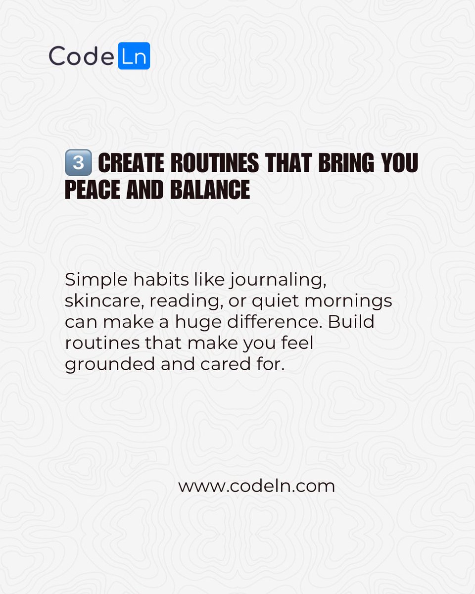 Codeln_spaces's tweet photo. Happy new week techies ✨

This week, choose a softer and more intentional way of living. Protect your peace, rest when you need to, and stop putting pressure on yourself to constantly be “on” all the time.

A balanced life is productive too 🤍 https://t.co/5sQRqDjP8w