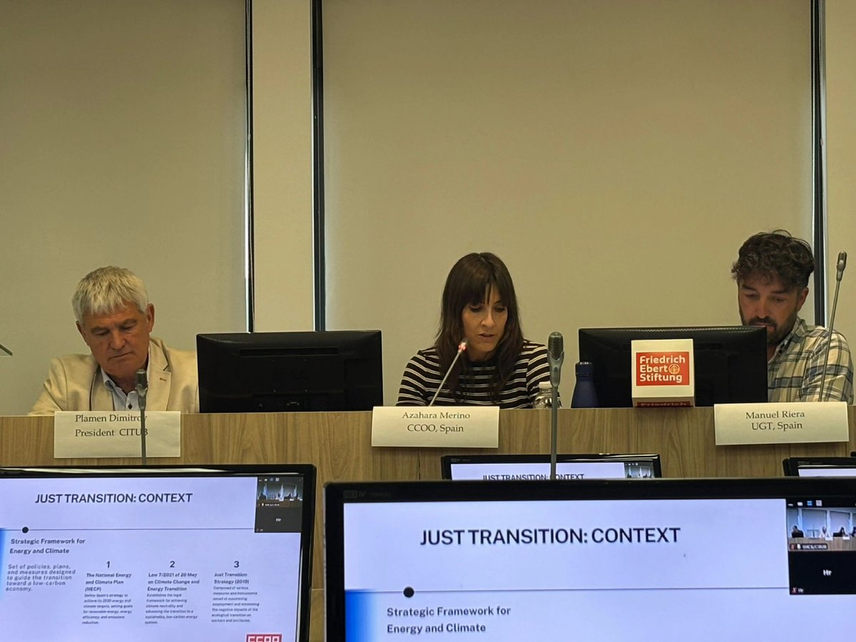AzaharaMerino's tweet photo. El 28 y 29 abril estuvimos participando el seminario "Just Transition in Central and Eastern Europe" @etuc_ces junto con sindicatos de Bulgaria, Rumania, Croacia, Eslovenia y Hungría. 
Objetivo: identificar soluciones y planes de acción que se puedan aplicar a escala nacional. https://t.co/5fwpzNc432