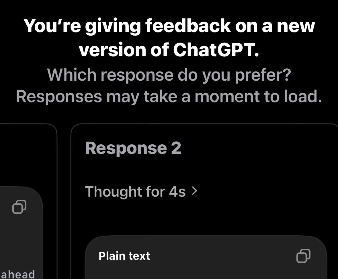 chetaslua's tweet photo. 🚨 ChatGPT is running TWO A/B tests at once right now:

→ text model
→ image model
both showed up yesterday and today. 

can smell 5.6 from a distance 🫣 https://t.co/GbdPo5aND5