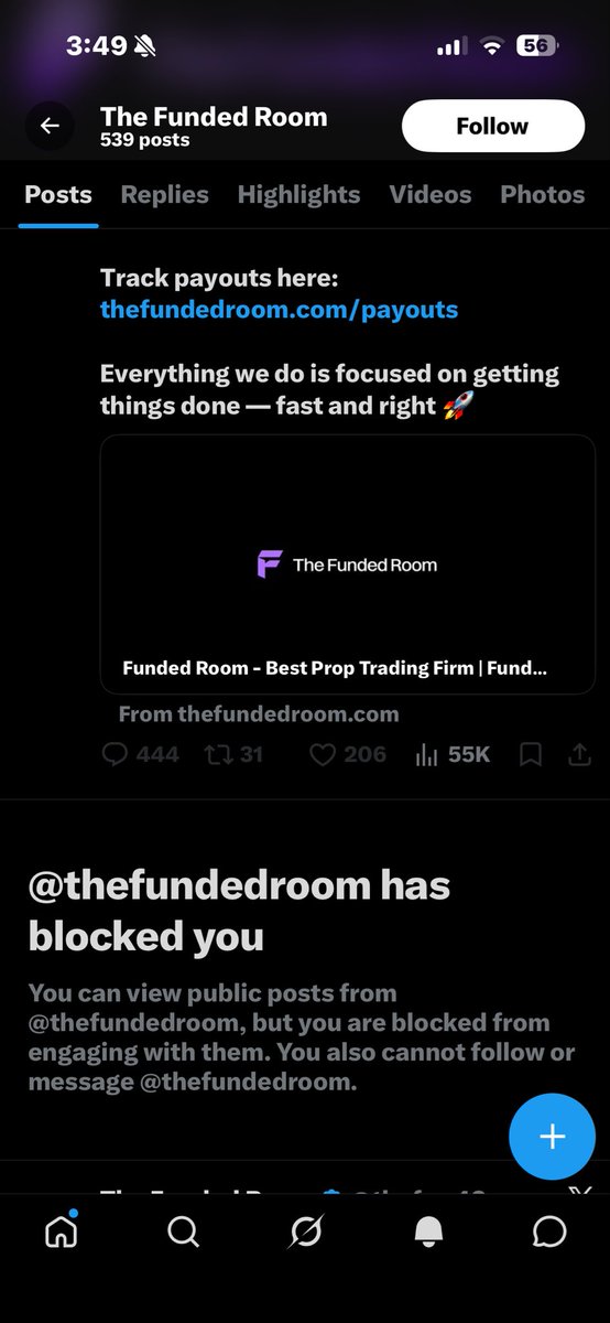 Fundedtrader_01's tweet photo. Lol, instead of helping they block their customers they are SCAMMERS @thefundedroom @thetraderoom_ https://t.co/EmdYb9QDog
