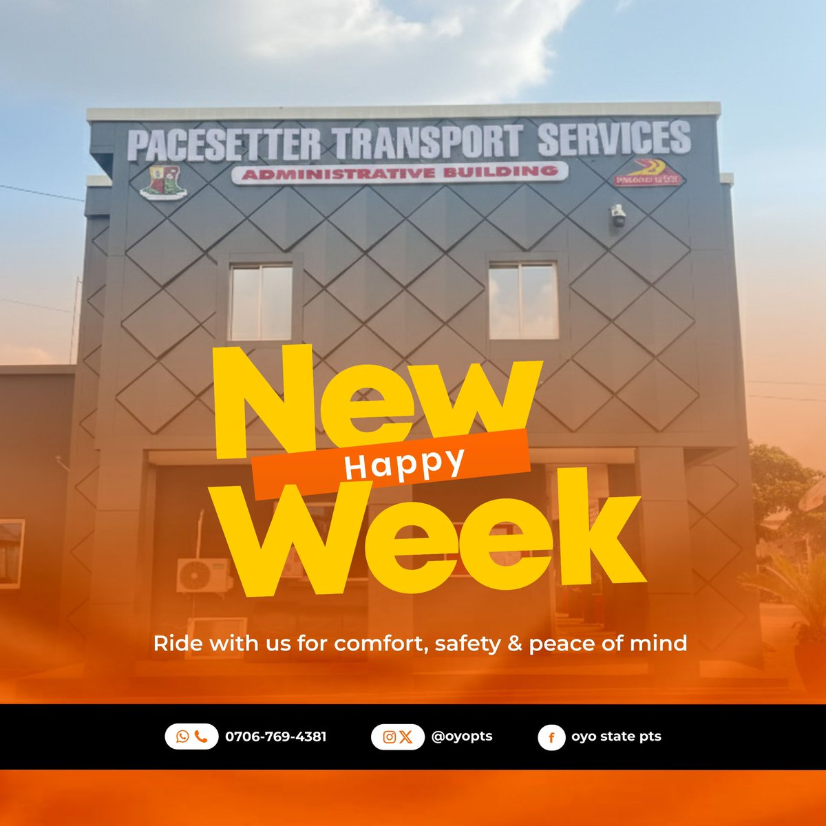 OyoPts's tweet photo. A productive week begins with a safe journey. Thank you for choosing PTS. Wishing all our esteemed commuters a smooth and stress-free week ahead. #pacesettertransportservices #ptsexpress #dikkonahpower #dikkosalami #seyimakinde https://t.co/79gbzcTzx8