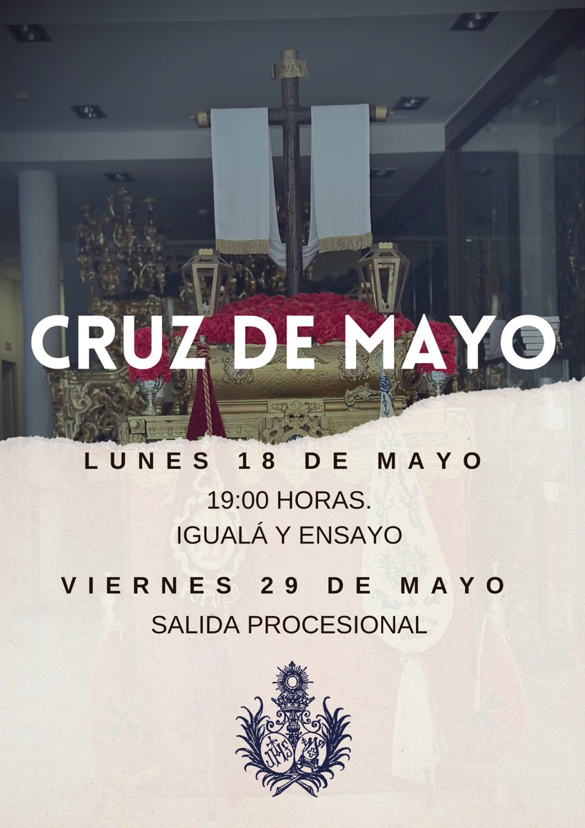 HdadCandelaria1's tweet photo. 𝐂𝐫𝐮𝐳 𝐝𝐞 𝐌𝐚𝐲𝐨 𝟐𝟎𝟐𝟔

📅 Lunes 18 de mayo. Igualá de la Cruz de Mayo.
⌚ 19:00h.

En la casa Hermandad tendrá lugar la igualá de costaleros para la Cruz de Mayo que saldrá el viernes 29.

La altura aproximada de los niños es entre 1,35 y 1,55. https://t.co/yOVDhRqeqM