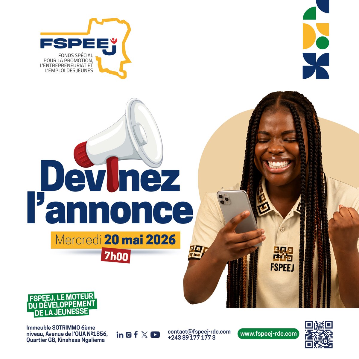 fspeej_RDC's tweet photo. Lentement… mais sûrement 👀✨

Une annonce importante arrive ce mercredi 20 Mai à 7h00 ⏰

Faites vos pronostics 👇

👉 Qu’est-ce que vous pensez que c’est ?

La réponse très bientôt… restez connectés 💥

#Devinez #Annonce #JeunesseActive https://t.co/xoxqGcBX41