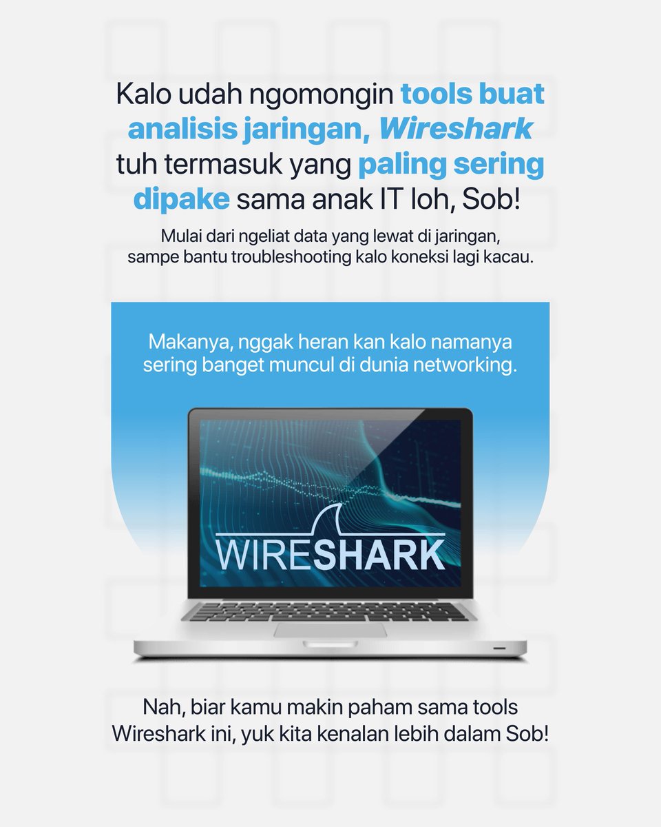 itbox_id's tweet photo. Kenalan sama Wireshark 👀🌐
Tools langganan anak IT buat ngintip &amp; analisis lalu lintas jaringan secara detail 🔍💻

Kelihatannya ribet, tapi ini salah satu senjata wajib buat networking! https://t.co/f4XCBEFbnQ