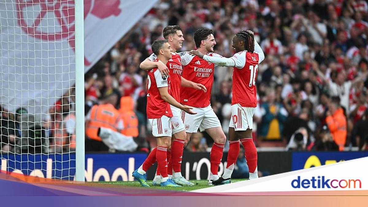detiksport's tweet photo. Arsenal berpeluang memastikan gelar Premier League 2025/2026 lebih cepat pada tengah pekan ini, dengan satu matchweek tersisa.