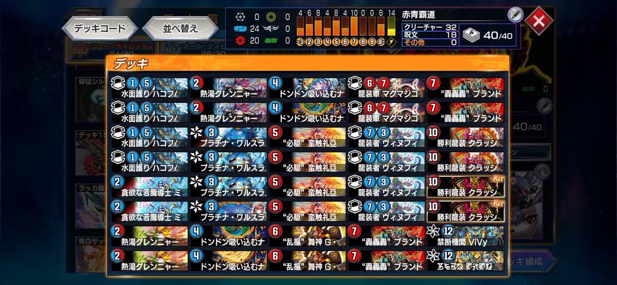 tau_burn's tweet photo. NDマスター
プラ3までは赤ジョと赤青覇道、そこから先入は赤白轟轟轟
赤白轟轟轟はアーラクとか真悠入れた白多めもあるけど個人的には白の妨害と同じ確率で赤単速攻ムーブもできるこの構築が好み。
メメントは死ぬ気で避けてください。
#デュエプレ https://t.co/1w03KdnWf6