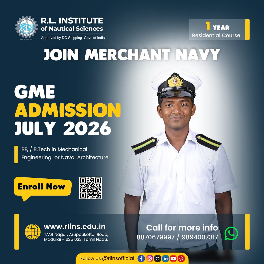 dinamalarweb's tweet photo. Merchant Navy Sponsorship 2026 - GME, ETO & GP Rating | RLINS Marinetech MoU
https://t.co/R7pwhDaus8
https://t.co/rxrBWYLPmo
#RLINS #GME https://t.co/TyQ5HEtUkV