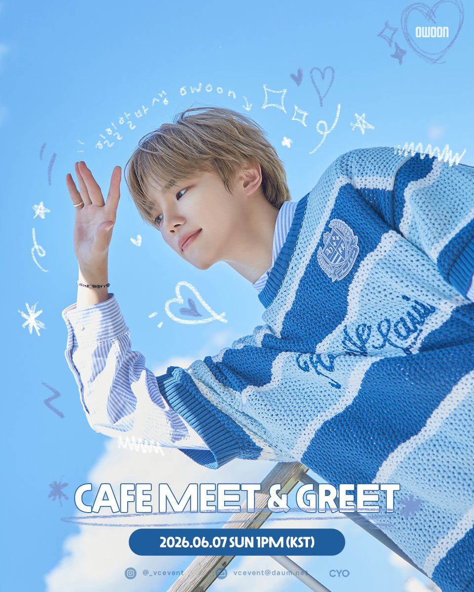 vcevent_'s tweet photo. [📢]🍀𝗼𝘄𝗼𝗼𝗻 𝗖𝗔𝗙𝗘 𝗠𝗘𝗘𝗧&amp;𝗚𝗥𝗘𝗘𝗧☕️

오운이 팬 분들과 함께 행복한 추억을 만들기 위해
카페 밋앤그릿을 진행합니다❣️

🗓️일시: 06.07 일 1PM KST
📍장소: 추후 안내

🎟️구매 기간: ~ 05.21 목 1PM
🔗 https://t.co/55dUf6lY29 

#owoon #오운
#CAFEMEETGREET #카페밋앤그릿 https://t.co/l0VFH5VGY8