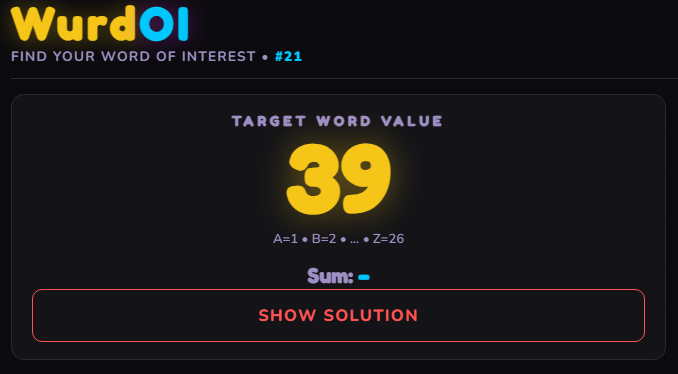 WurdOI's tweet photo. WurdOI #21

Solve today's Word of Interest at https://t.co/evsCBJDUAP before the lights go out. 😉

#wurdoi #puzzles #wordgames #ilovethisgame #games #puzzlesolving #wordgamesarefun #mathgames #woi https://t.co/DXLiXWFMGV