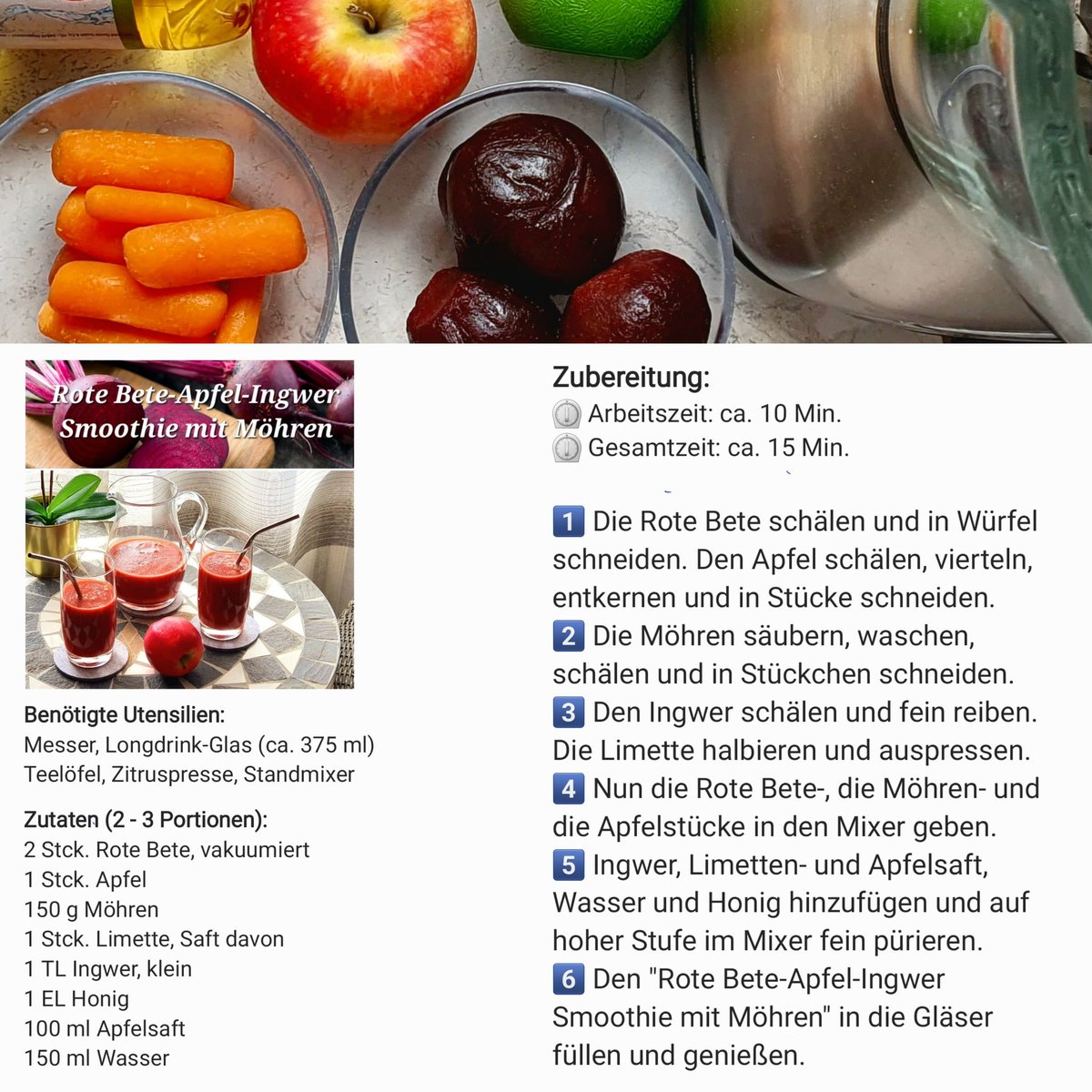 JurgenSpiess's tweet photo. #frühstück #smoothie #rotebete #apfel #möhre #ingwer
Zum Start in die neue Woche gibt es heute einen unserer bevorzugten Smoothies...
...denn der "Rote Bete-Apfel-Ingwer Smoothie mit Möhren" ist nicht nur sättigend, er ist auch ein wahrer Vitamin-Turbo!
Mit Pfiff zum wachwerden! https://t.co/eX9m5l68uR