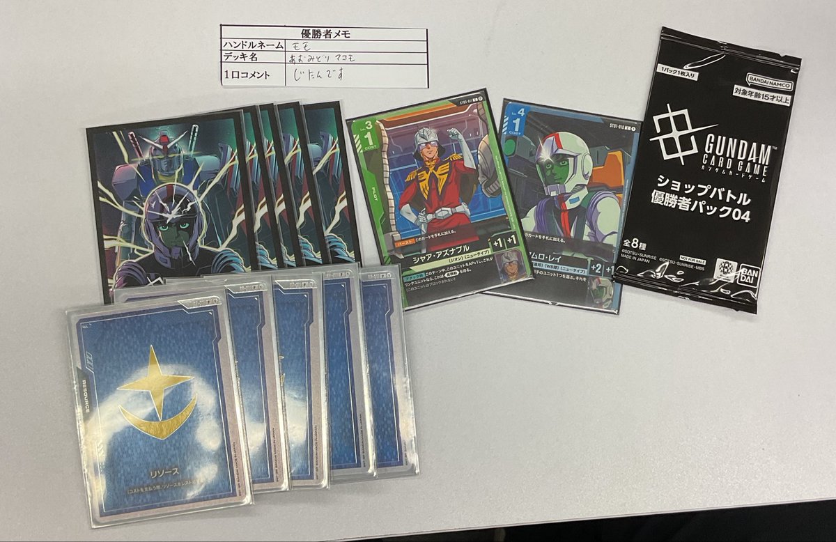 ガンダムカード】大会結果 本日開催のガンダムショップバトルの参加者