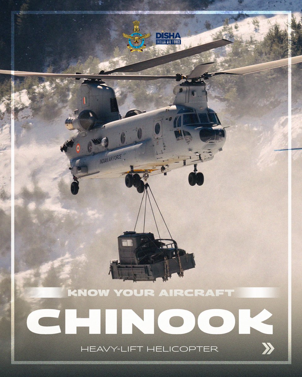 CareerinIAF's tweet photo. The Chinook represents strength, versatility, and reliability within the Indian Air Force. 

#DISHA #Aircraft #Chinook #IndianAirForce #Helicopter
@IAF_MCC @CAC_CPRO @hqwaciaf @EAC_IAF @SWAC_IAF @MC_IAF @tracomiaf https://t.co/jeVDtGnNjz