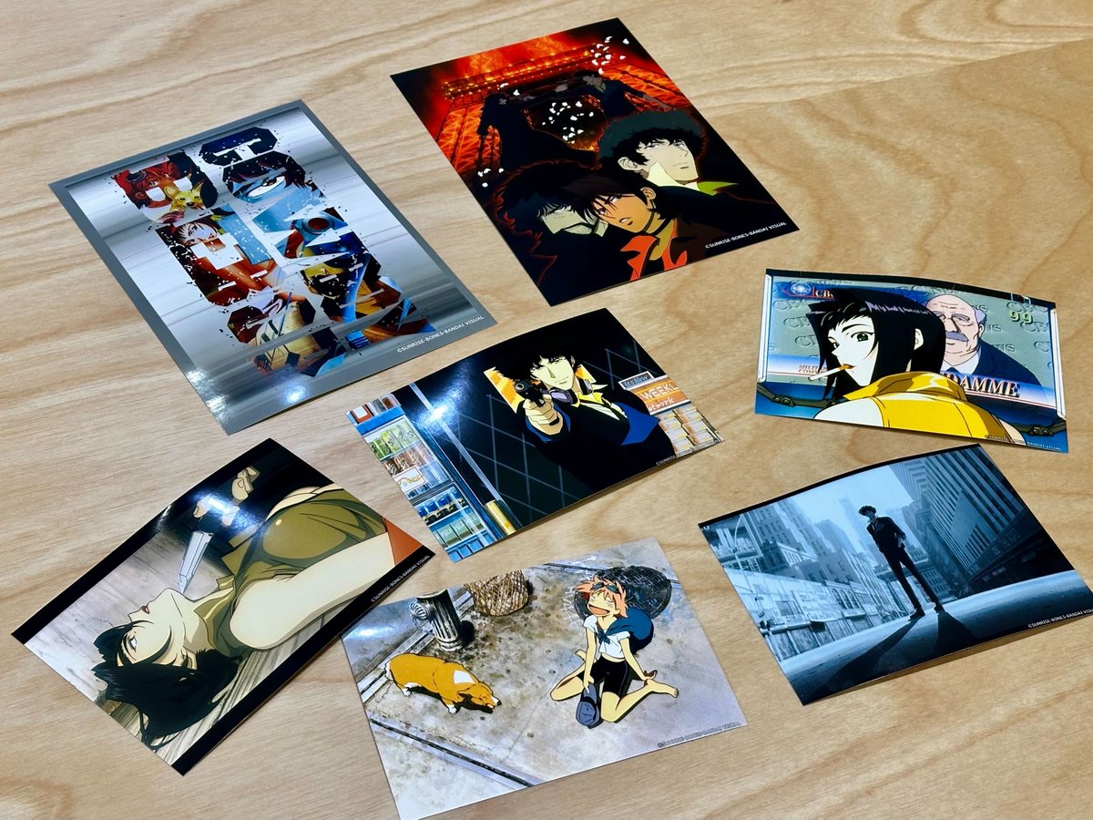 eprintservice's tweet photo. COWBOY BEBOP 天国の扉
🎬今年25周年を迎える劇場版のプリントグッズが、コンビニで好評発売中🎉
 
📌多様なラインナップをご紹介！
・ブロマイド
・ミニポスター 
 
 ＼いまだけの限定販売／
お気に入りのカットやイラストを
ぜひコレクションに迎えてください✨
 
気になっていた方はこの機会にぜひ！
 
 👇商品詳細はこちらから
https://t.co/4Hzqec5dO5
 
＃eプリント
#カウボーイビバップ天国の扉
#CowboyBebop
#CowboyBebopTheMovie