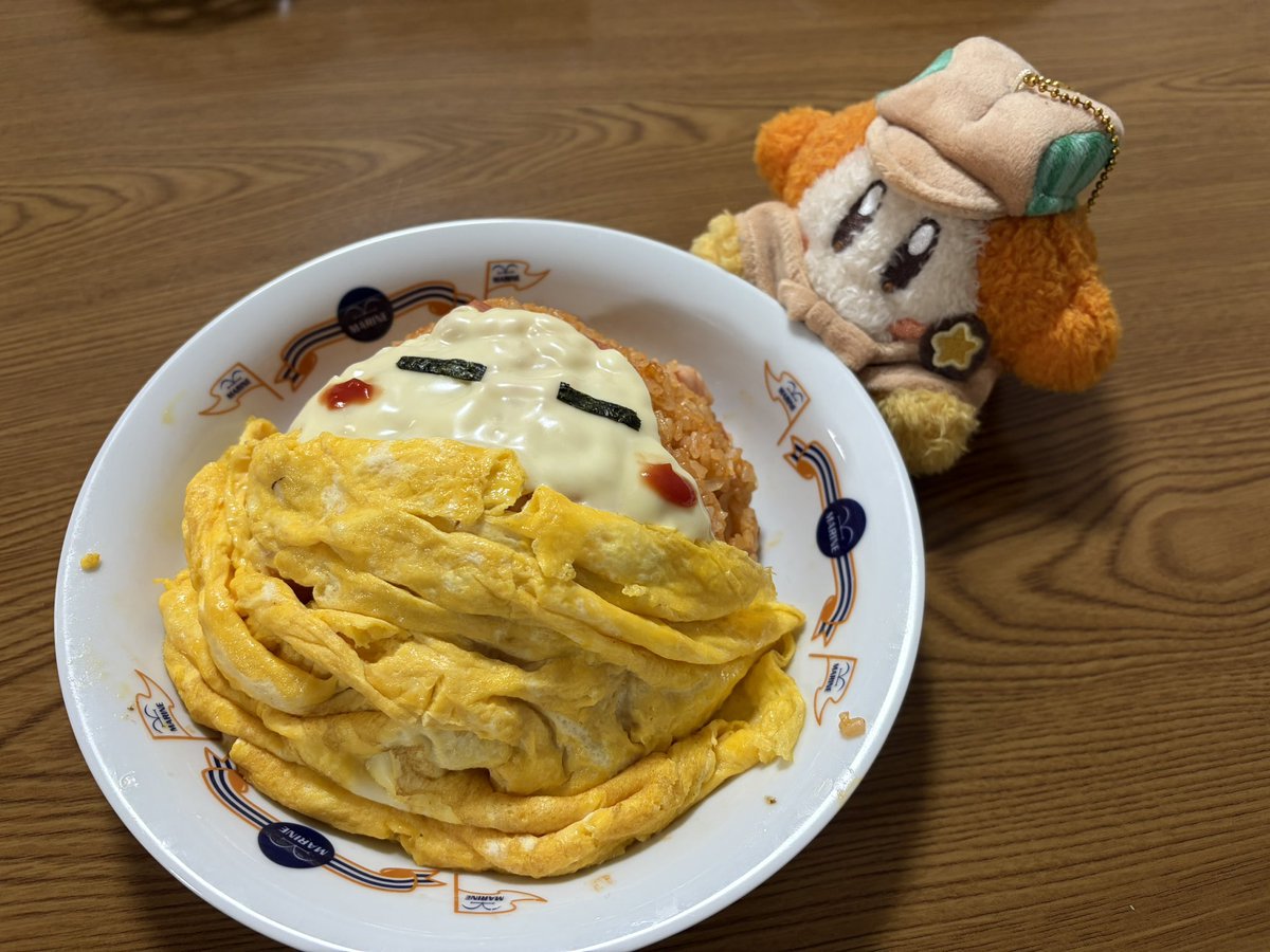 オムライスの卵乗せるの失敗したので わにゃオムライスにした