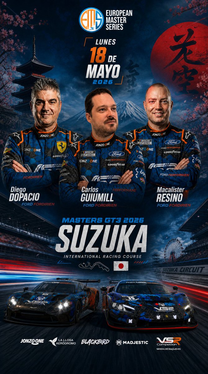 VsrCompeticion's tweet photo. Hoy nuestros pilotos disputan la 4ª prueba del campeonato GT3 @EMS_iRacing en el trazado Nipón de Suzuka. 
1ª División: Carlos Guimill
2ª División: Diego Dopacio y McAlister Resino. 
Mucha suerte!!! 💪🏻 https://t.co/Y2E5oxt4Po