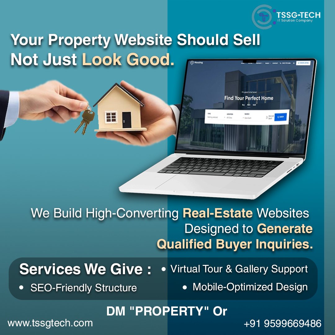 Tssgtech's tweet photo. Your property website should sell, not just look good.

We build high-converting real estate websites with SEO, mobile optimization, and virtual tours.

📩 DM "PROPERTY" to get started.
🌐 https://t.co/fpQCyMpEon

#RealEstateWebsite #LeadGeneration #WebDesign #TSSGTech https://t.co/cXHwgPtAvH