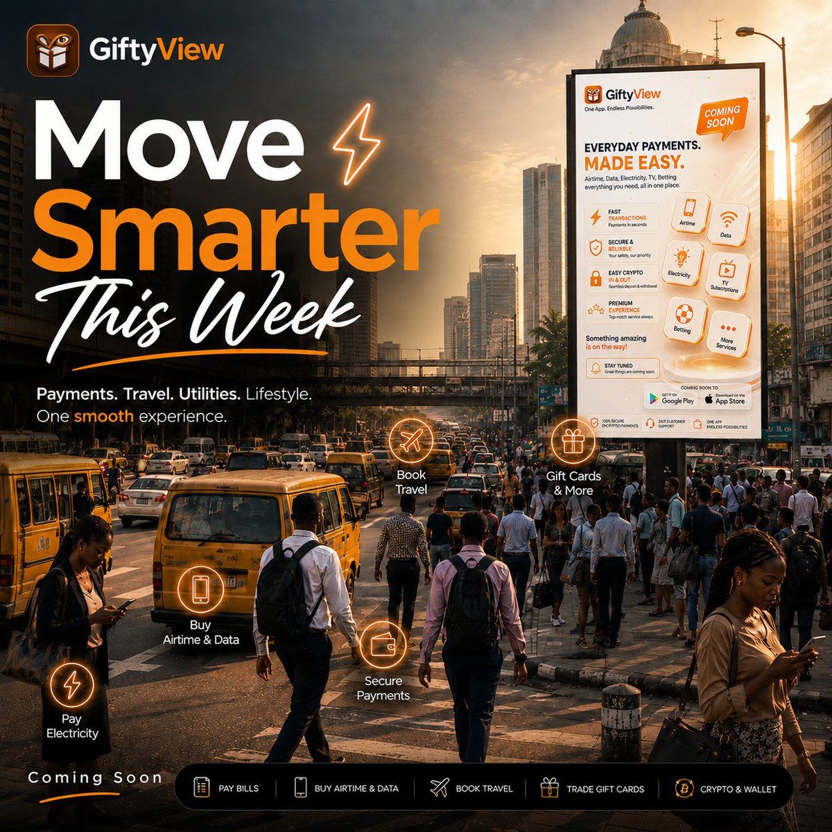 giftyviewapp's tweet photo. Big moves are coming πβ‘οΈ
Pay bills. Buy airtime & data. Trade gift cards. Book travel. Manage crypto.
All from one smooth experience.
π GiftyView is coming soon.
#GiftyView #Fintech #Crypto #BillsPayment #Airtime #Monday https://t.co/7XFJcMVHC7