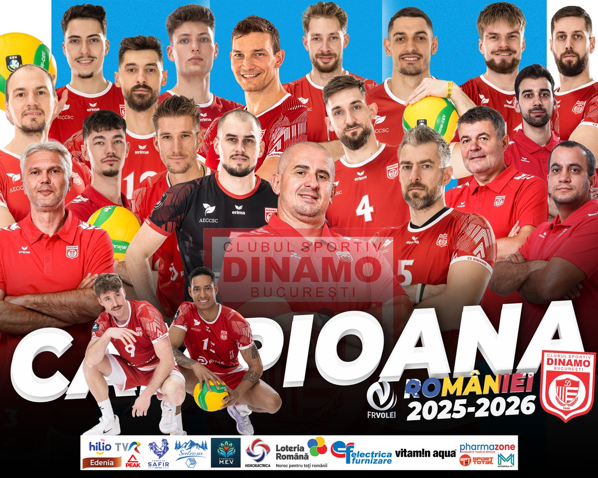 FRVolei's tweet photo. #100faces2026 #winnnnnngood Dinamo Bucharest defeats the title and becomes Romania's #champion for men #volleyball https://t.co/kvjOZCOHHT