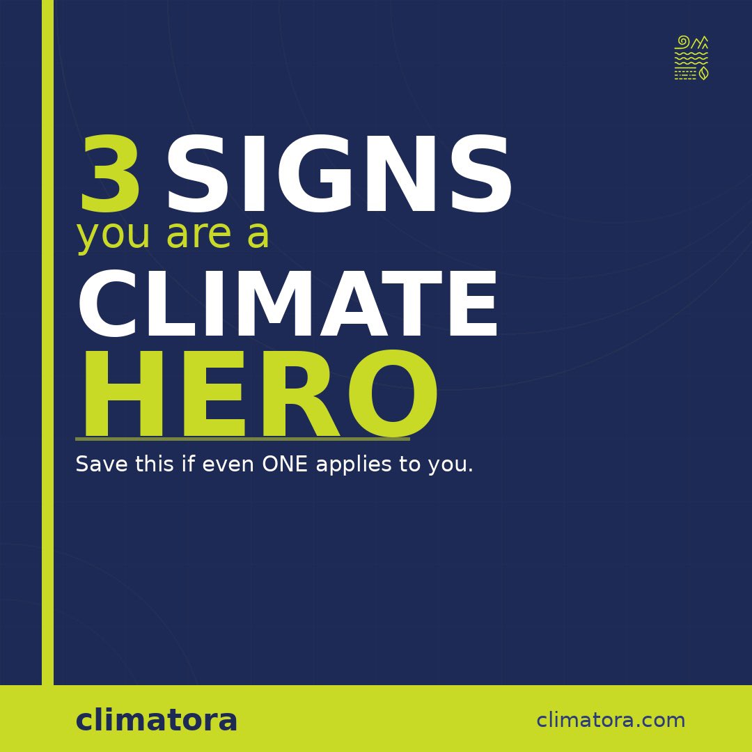 climatora's tweet photo. Are you a Climate Hero? 
Swipe through and check how many of these signs apply to you. 
Drop a ✅ in the comments for every sign that's you.
👉 Start your climate journey at https://t.co/xFKDITz4ZD
#ClimateHero #Sustainability #ClimateAction #NetZero #Climatora #ClimateChange https://t.co/M8Gi3ZlIvu
